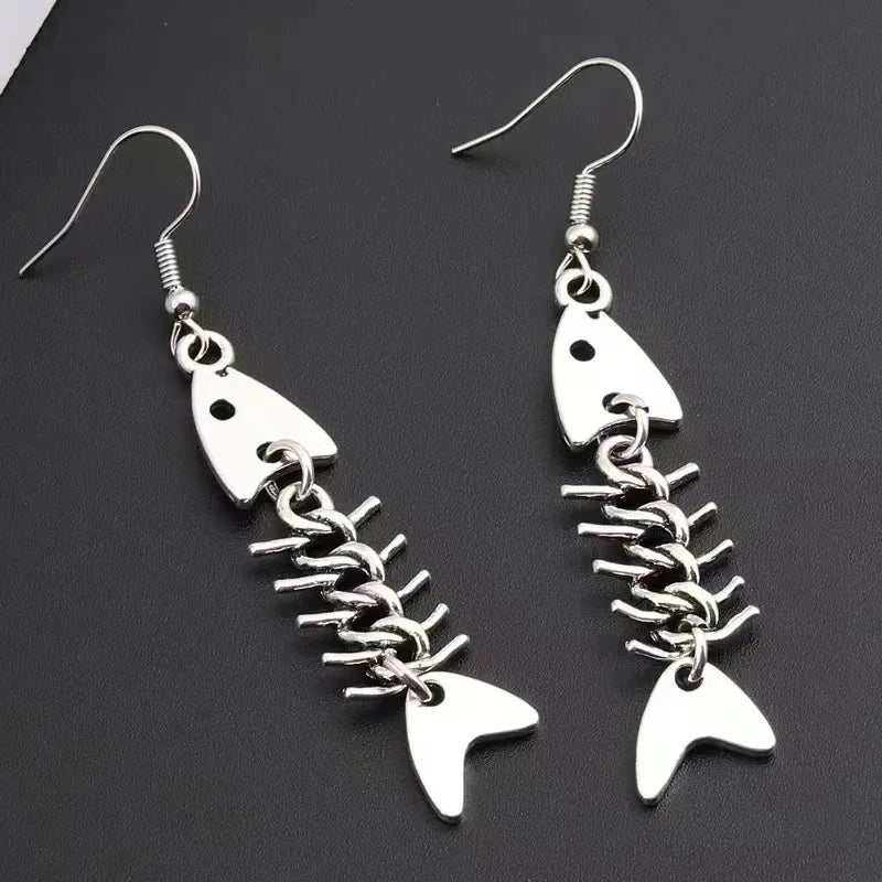CZTICLE® Fashion Handmade Simple Design Antique Silver Color Fish Bone Earrings
