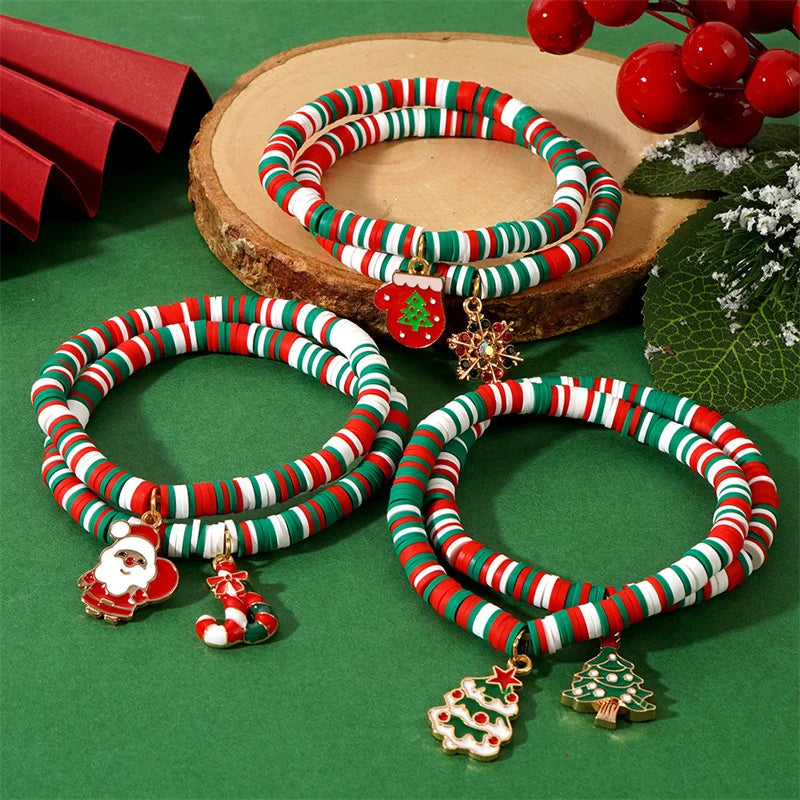 CZTICLE® Christmas polymer clay pendant bracelet party New Year holiday accessories