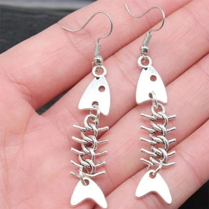 CZTICLE® Fashion Handmade Simple Design Antique Silver Color Fish Bone Earrings